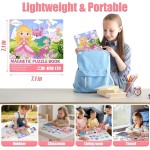 Puzzles magnétiques pour enfants de 3 à 5 ans, puzzles de voyage 3 en 1 princesse licorne sirène pour enfants de 4 à 6 ans, jouets d'activités de voyage en voiture, avion, cadeaux de Pâques pour filles