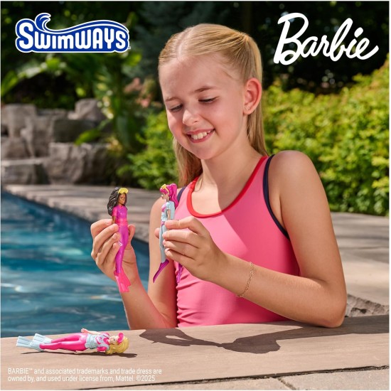Ensemble de 3 personnages de plongée Barbie SwimWays, accessoires de piscine et jouets de piscine pour enfants, fournitures de fête à la piscine et jouets aquatiques pour enfants âgés de 5 ans et plus