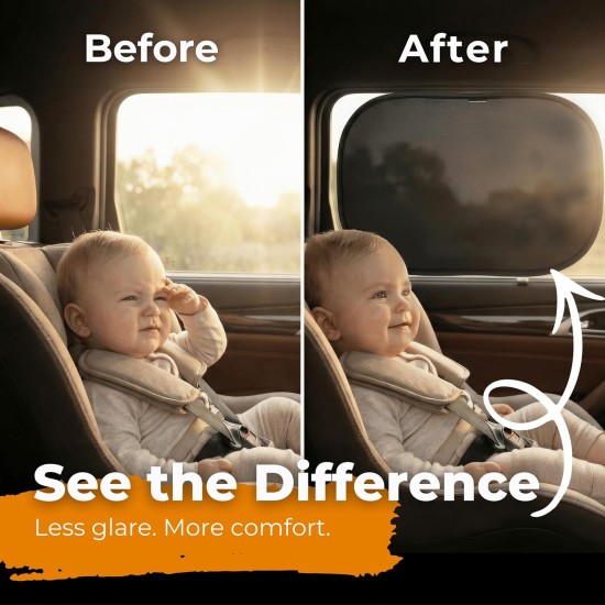 Lot de 2 pare-soleil de voiture pour bébé avec protection UV certifiée – 50,8 x 30,5 cm