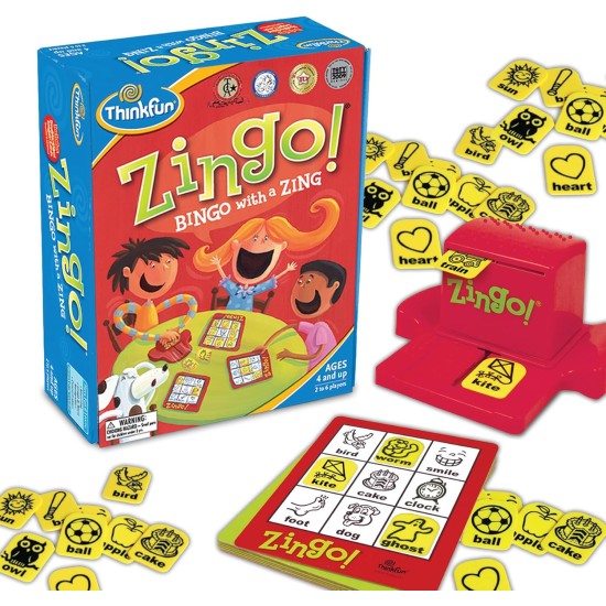 Jeu préscolaire primé ThinkFun Zingo Bingo pour les pré-lecteurs et les premiers lecteurs de 4 ans et plus - L'un des jeux de société les plus populaires pour les garçons et les filles et leurs parents (97700)