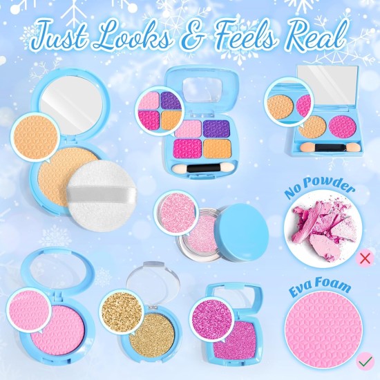 INNOCHEER Kit de maquillage pour enfants de 3 à 5 ans, kit de maquillage pour enfants de 3 à 5 ans, jouets La Reine des Neiges pour enfants, faux maquillage, jouets cadeaux pour filles de 3, 4, 5, 6, 7 ans et plus (pas de vrai maquillage)