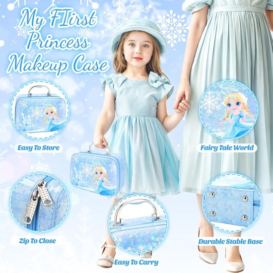 INNOCHEER Kit de maquillage pour enfants de 3 à 5 ans, kit de maquillage pour enfants de 3 à 5 ans, jouets La Reine des Neiges pour enfants, faux maquillage, jouets cadeaux pour filles de 3, 4, 5, 6, 7 ans et plus (pas de vrai maquillage)