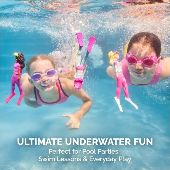 Ensemble de 3 personnages de plongée Barbie SwimWays, accessoires de piscine et jouets de piscine pour enfants, fournitures de fête à la piscine et jouets aquatiques pour enfants âgés de 5 ans et plus