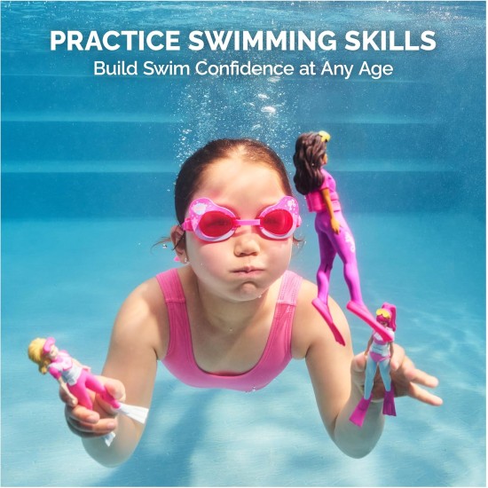 Ensemble de 3 personnages de plongée Barbie SwimWays, accessoires de piscine et jouets de piscine pour enfants, fournitures de fête à la piscine et jouets aquatiques pour enfants âgés de 5 ans et plus