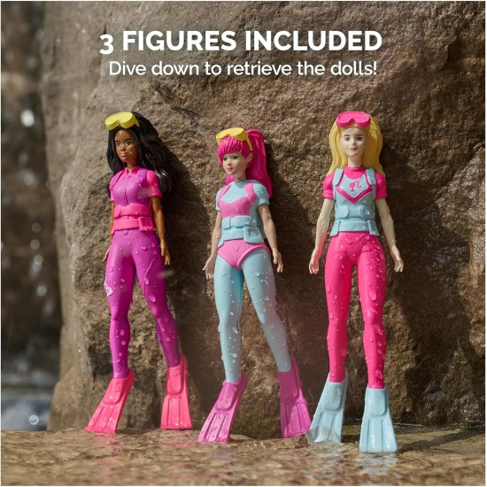 Ensemble de 3 personnages de plongée Barbie SwimWays, accessoires de piscine et jouets de piscine pour enfants, fournitures de fête à la piscine et jouets aquatiques pour enfants âgés de 5 ans et plus