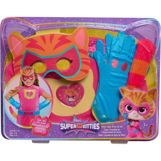Disney Junior SuperKitties Ginny Ensemble de déguisement 5 pièces pour jeu de rôle de super-héros avec masque, gants et queue, taille 4 à 6X, enfants de 3 ans et plus par Just Play, jouets pour enfants à partir de 3 ans par Just Play