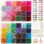 Perles de verre pour la fabrication de bijoux, 1300 pièces + 8 mm, 48 couleurs, perles rondes en verre de cristal, kit de fabrication de bracelets, kit de démarrage de perles pour cadeaux d'artisanat d'art de vacances d'anniversaire Perles de verre pour la fabrication de bijoux, 1300 pièces + 8 mm, 48 couleurs, perles rondes en verre de cristal, kit de fabrication de bracelets, kit de démarrage de perles pour cadeaux d'artisanat d'art de vacances d'anniversaire