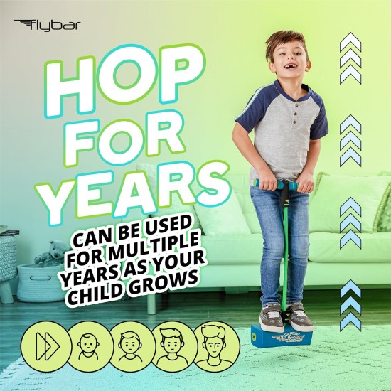Flybar My First Foam Pogo Jumper pour enfants Pogo Stick amusant et sûr pour les tout-petits, mousse durable et élastique pour 3 ans et plus, supporte jusqu'à 250 lb